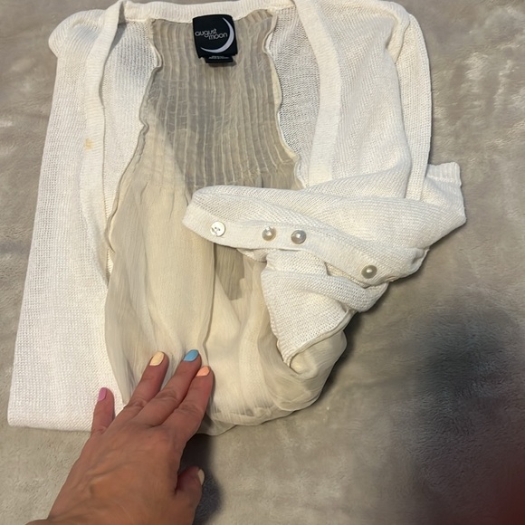 August Moon cream 3-4 cardigan with shear back - Picture 6 of 6